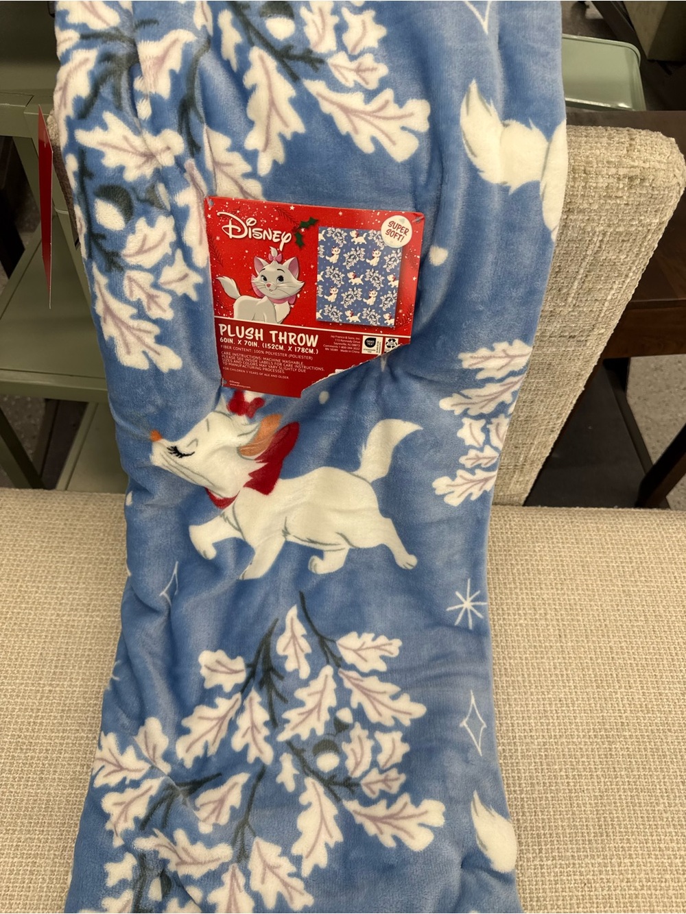 Disney holiday Blue Plush Throw Blanket - Marie Aristocrats